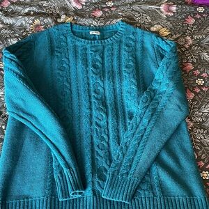 L.L. Bean Turquoise Cable Knit Sweater